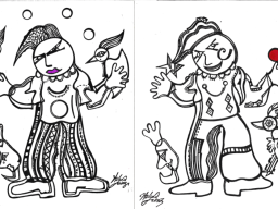 payaso enfadado y contento